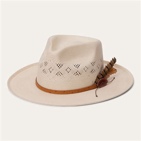 stetson vented straw fedora hat.